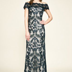 EMMA OFF-THE-SHOULDER SEQUIN EMBROIDERED GOWN